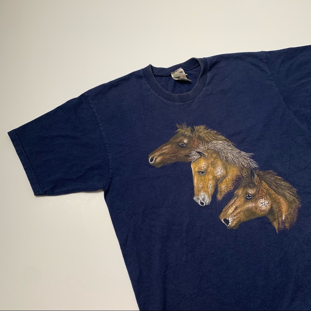 021 - VINTAGE 90s HORSES FADED WESTERN RANCH FARM COUNTRY T SHIRT